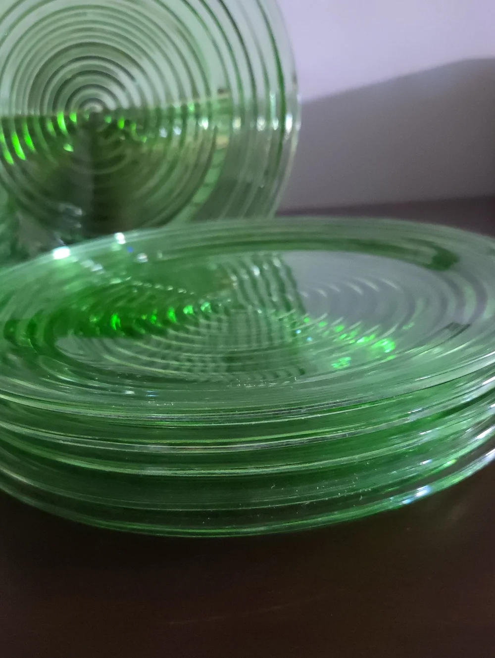 Vintage Anchor Hocking Green Glass Set - Park Avenue / Manhattan Pattern